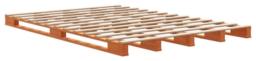 Letto Pallet Marrone Cera 140x200 cm in Legno Massello di Pino