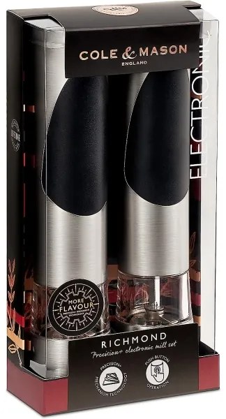 Cole&Mason - Set di macinini elettrici per sale e pepe RICHMOND 2 pezzi 6xAAA