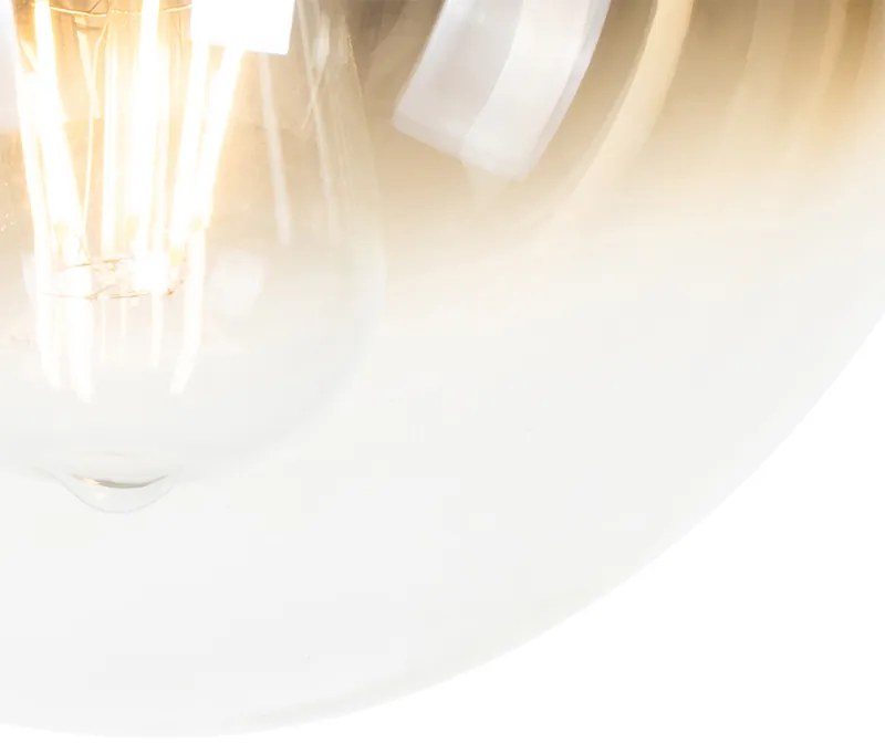 Plafoniera Art Déco nera con vetro dorato - Pallon