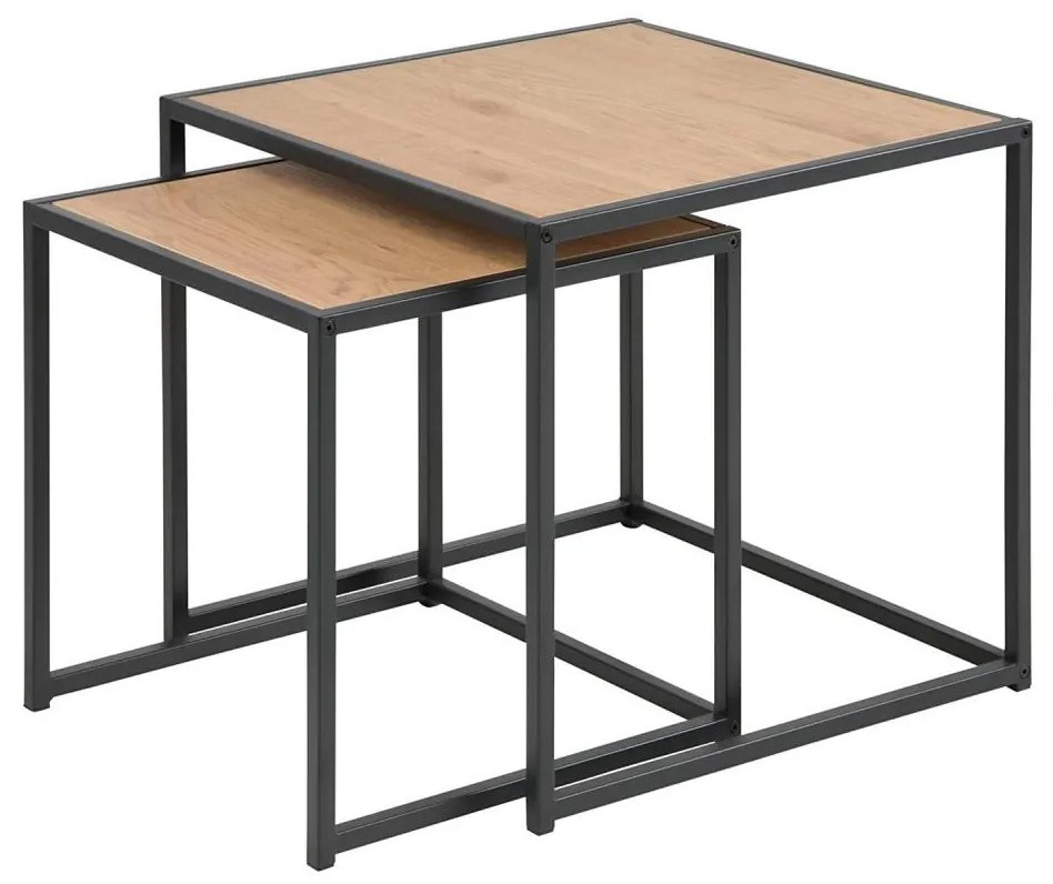 Set di tavolini da caffè SARON 2 pz quercia/nero