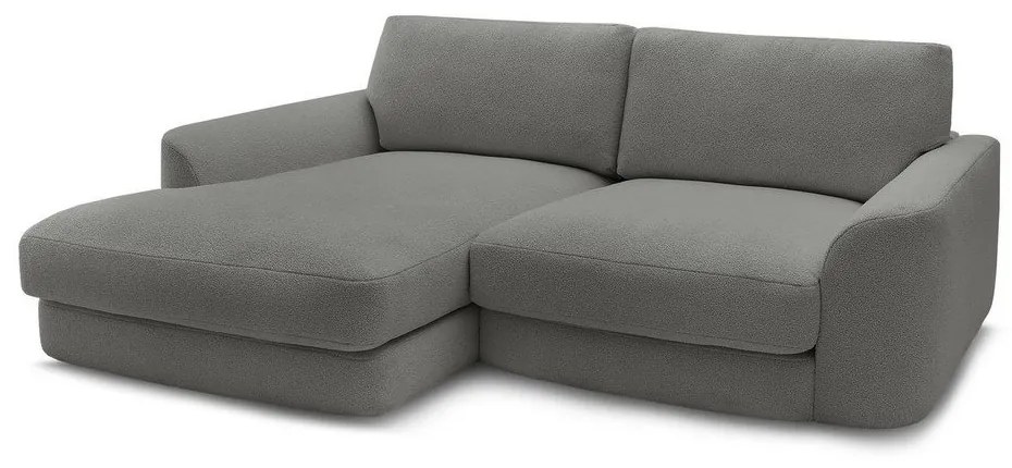 Divano angolare grigio scuro (con penisola a sinistra/con chaise lounge) con rivestimento in bouclé Leonore – Bobochic Paris