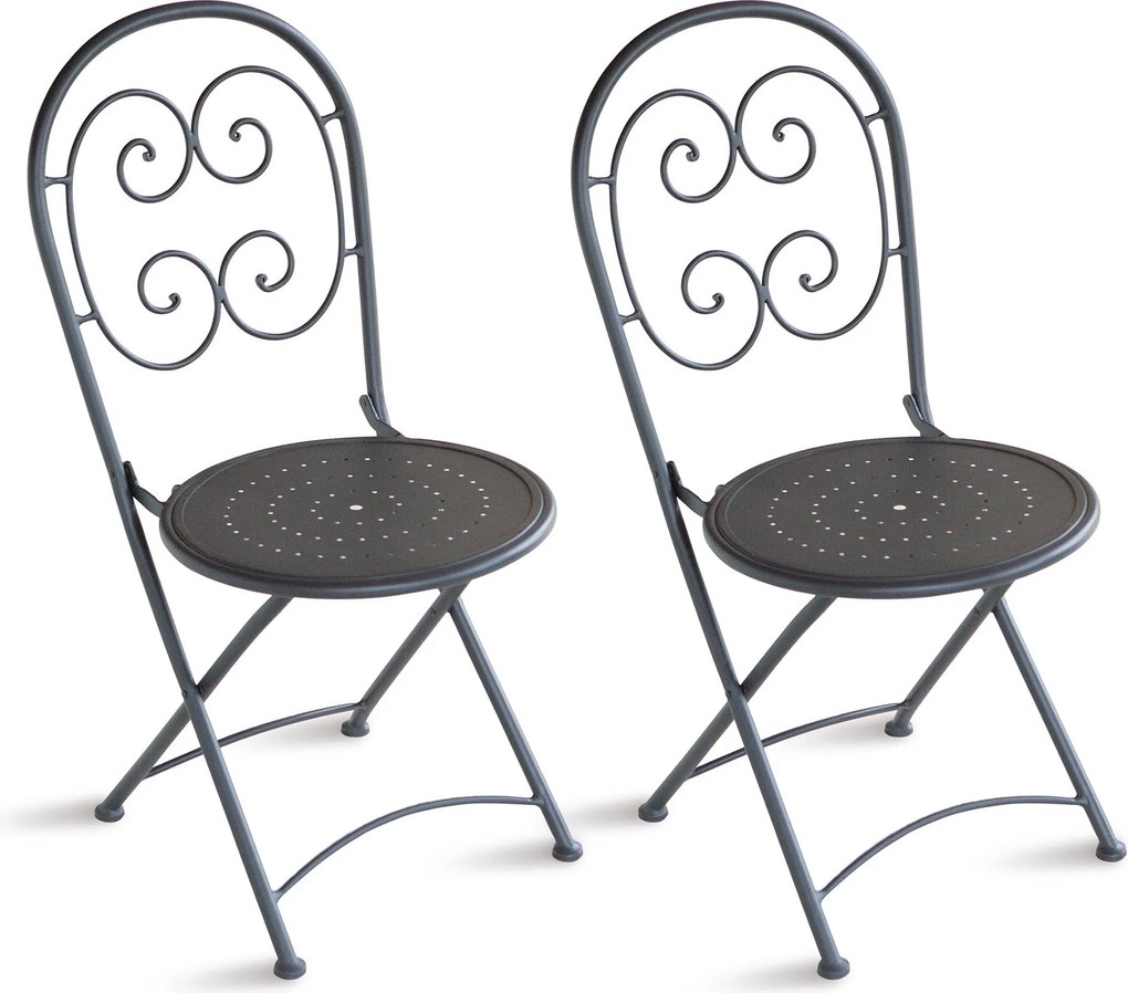 Sedia Pieghevole da Giardino 41x55x91 cm in Ferro Orta Grigio Antracite...