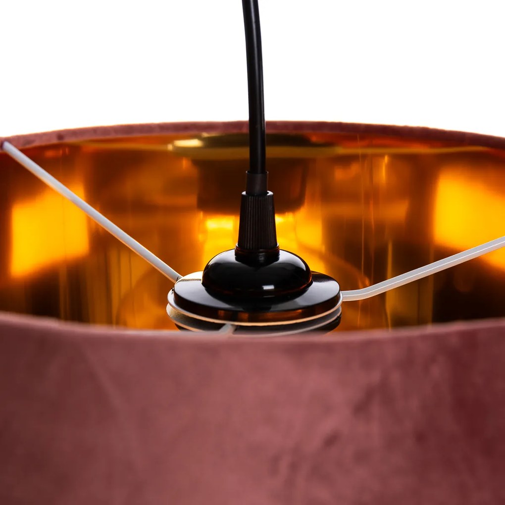 Lampada a sospensione moderna rosa con oro 30 cm - Rosalina