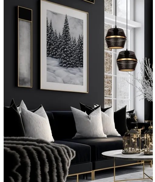 Lampadario a cavo PARIS 2xE27/60W/230V nero/oro