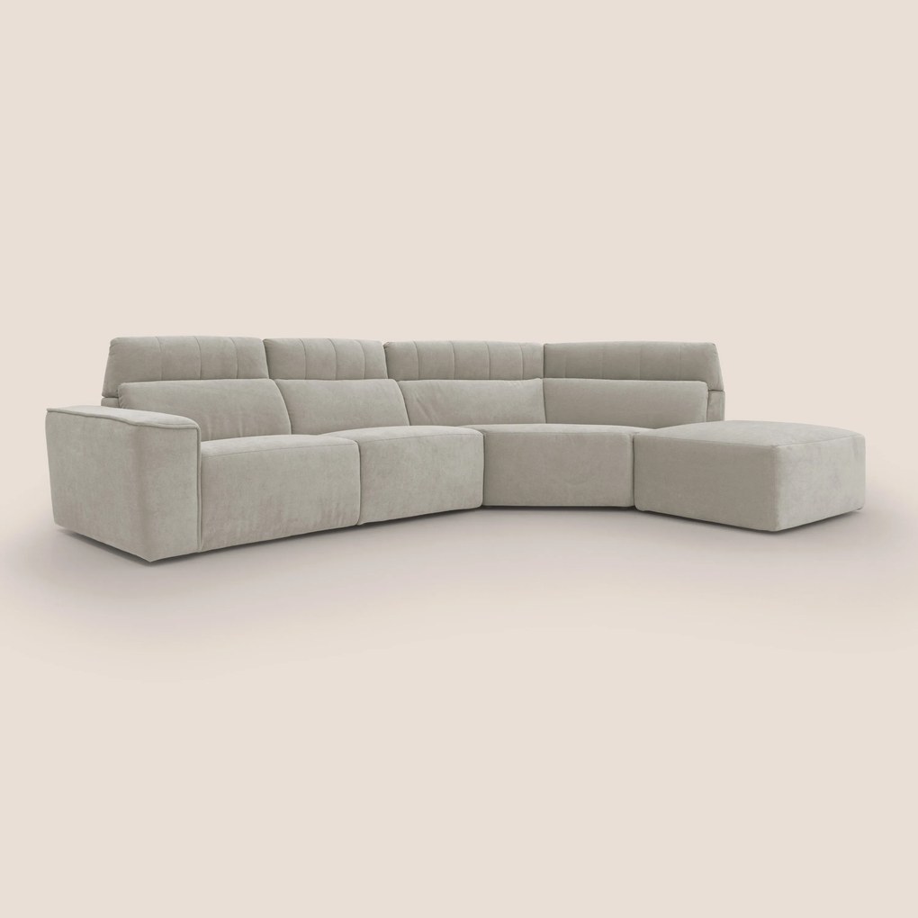 Clark Divano angolare con opzione relax elettrico in tessuto smacchiabile impermeabile T17 panna