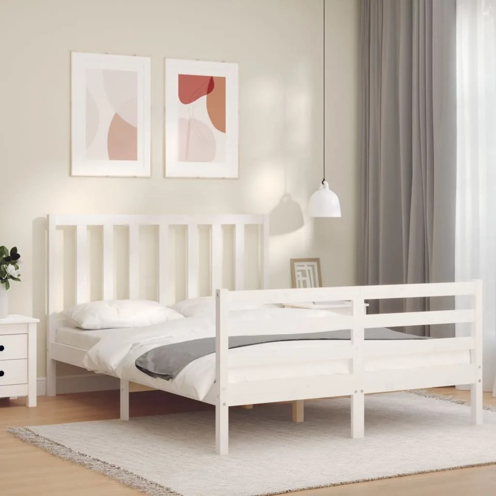 Giroletto Senza Materasso Bianco 140x200 Cm Legno Massello Pino /
