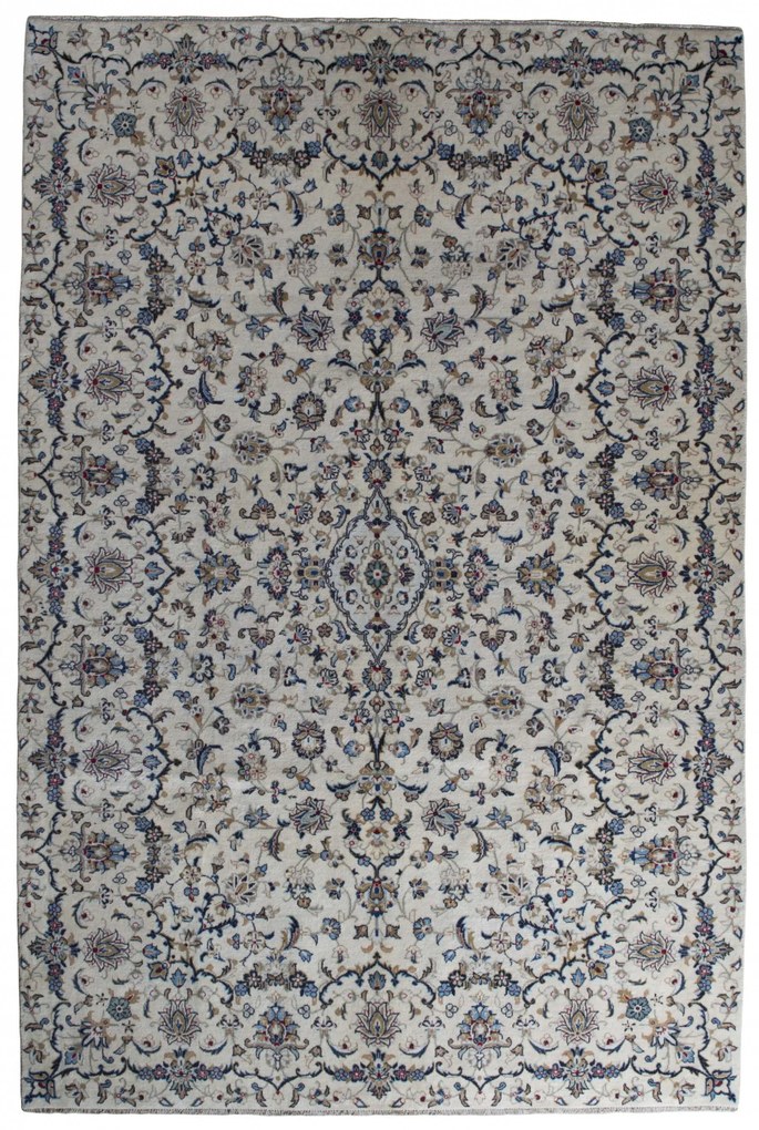 Kashan Tappeto 200x300 Beige (Iran) Annodato A Mano