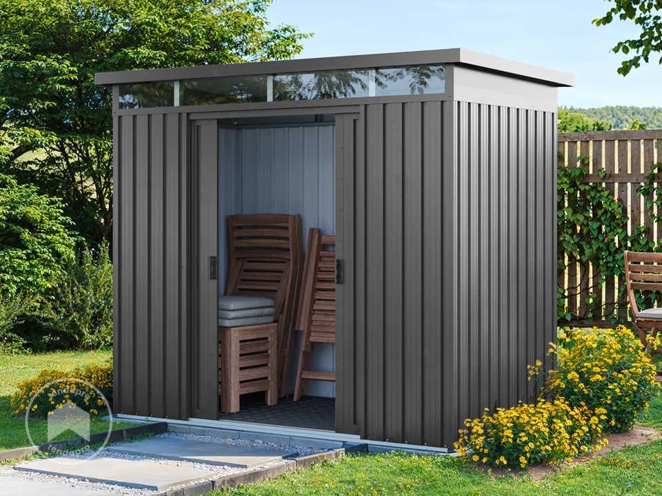 PRIMEYARD Casetta da giardino 200 x 110 cm, grigio perla - (GFPV01008)
