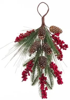 Appendino per Porte Natale Rosso Verde Naturale Plastica Ananas 42 cm