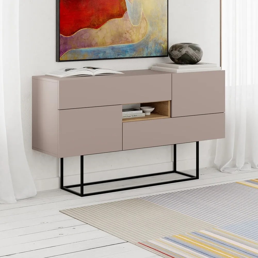 Cassettiera bassa grigio-beige 145x82 cm Titan - Marckeric