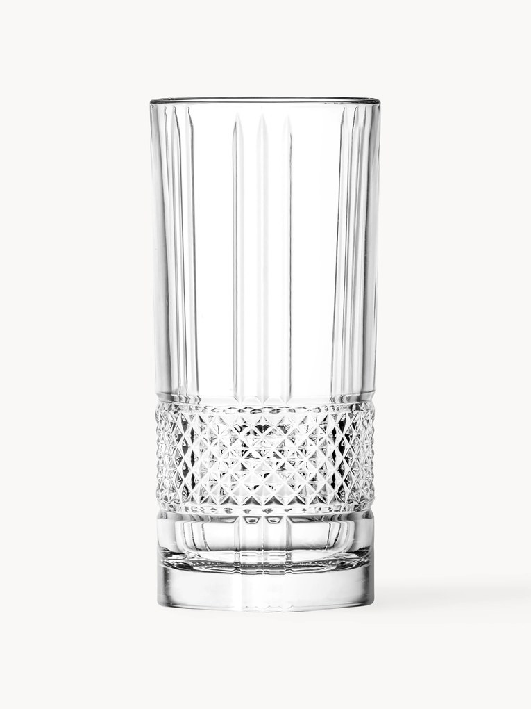 Set di 6 bicchieri da long drink in cristallo con rilievo Brillante