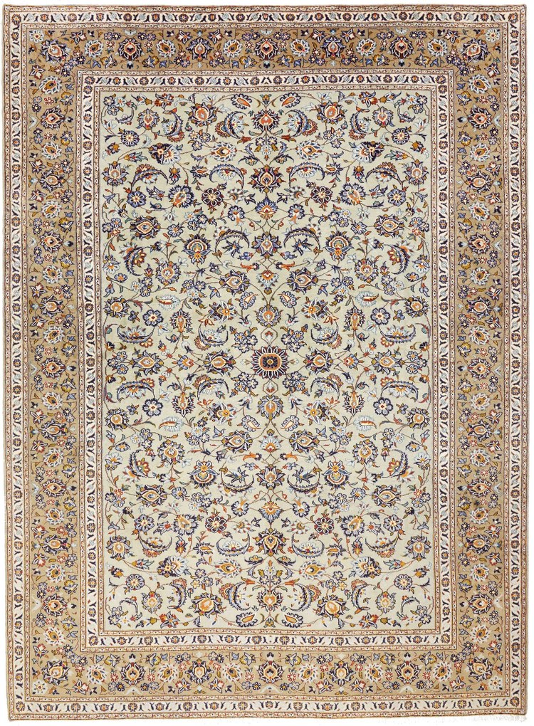 Kashan Tappeto persiano 370x270 Beige (Iran) Annodato A Mano