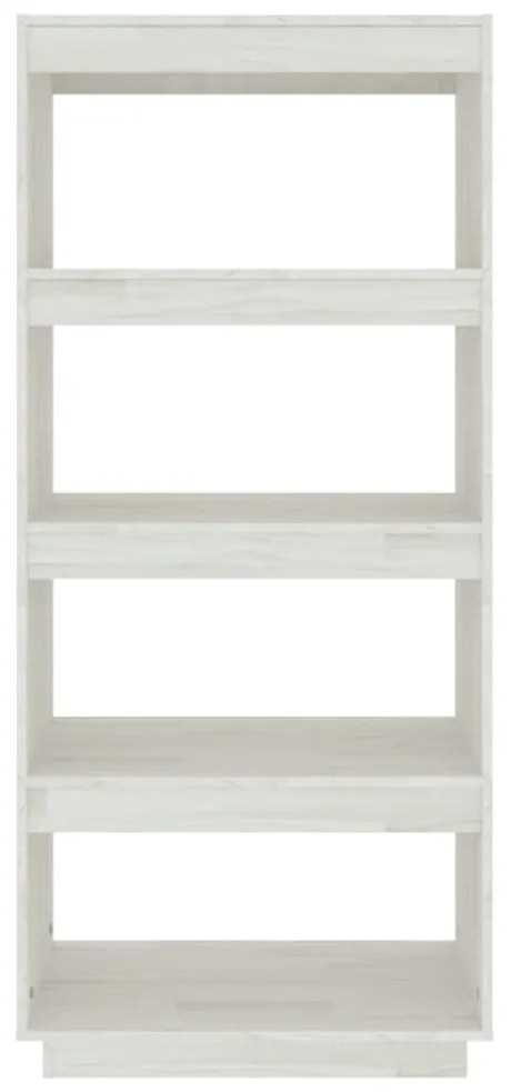 Libreria/divisorio bianco 60x35x135 cm legno massello di pino