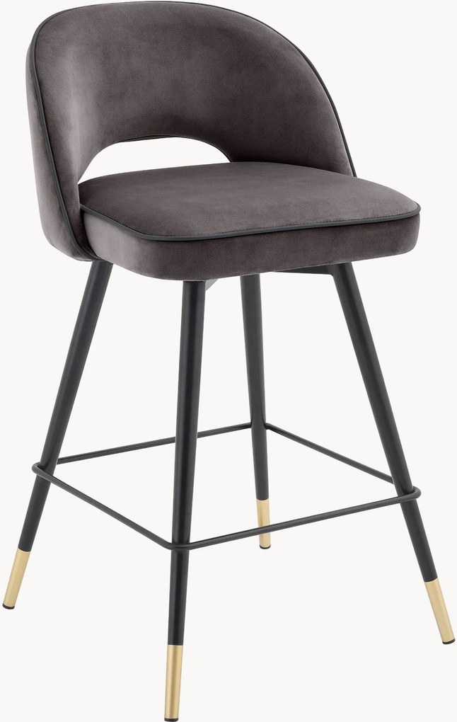 Set di 2 sedie da bancone in velluto Cliff