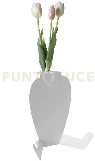 Vaso portafiore decorativo statuino bianco marmo in ferro, vetro pe...