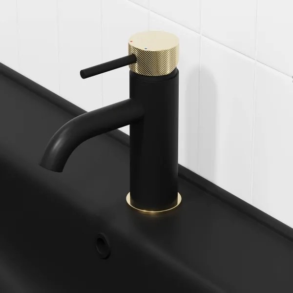 Miscelatore per lavabo ANHOLT 15,6 cm nero/ottone