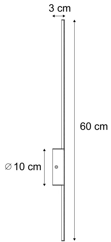 Lampada da parete moderna nera 60 cm con LED integrato - Clockwise