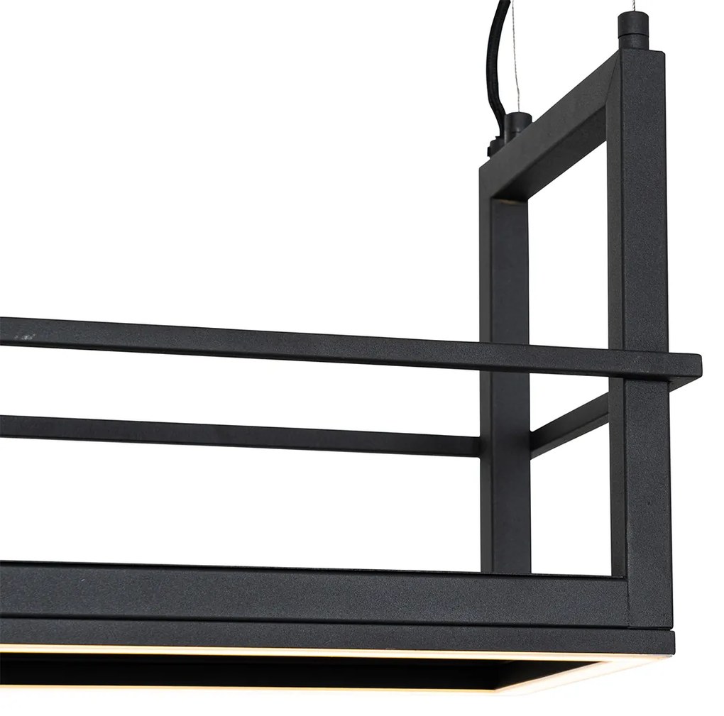 Lampada a sospensione nera con mensola inclusa LED dimmerabile a 3 livelli - Cage Rack