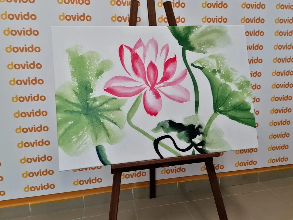 Quadro su tela – Fiore di loto acquerellato