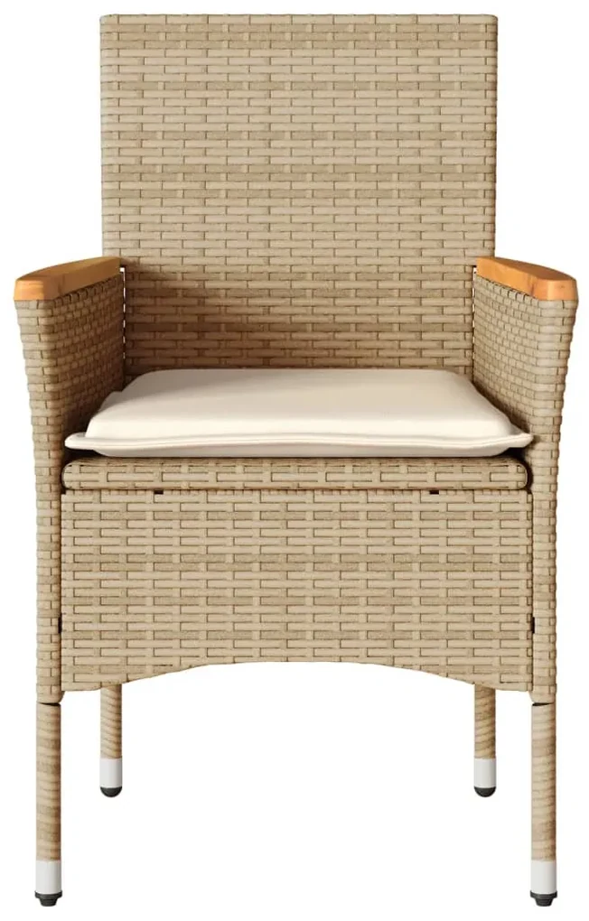 Sedie da giardino con cuscini 2 pz beige in polyrattan