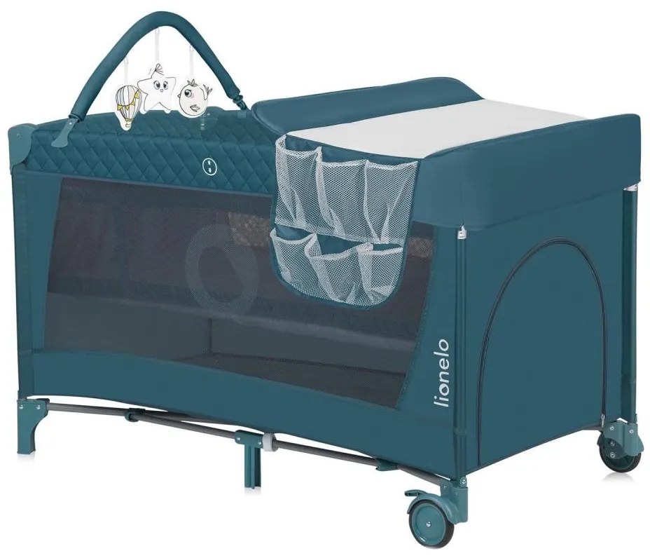 Lionelo - Lettino da viaggio FLOWER Verde Turchese