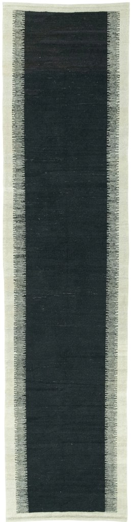 Kilim Tappeto 90 x 360 Nero (Tacchino) Tessuto A Mano