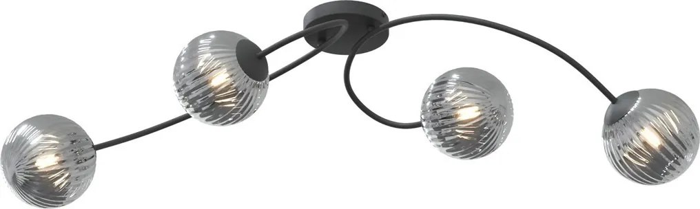 Lampada da soffitto in acciaio e vetro VIBRA 4 da interno 4xE14