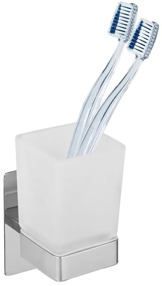 Coppa in vetro autoportante per spazzolini da denti in argento lucido Genova - Wenko