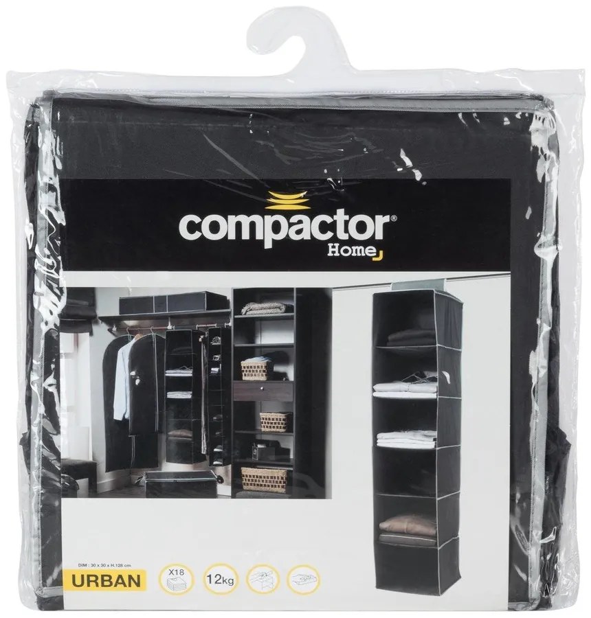 Organizzatore pensile nero con 6 scomparti Indumenti So Urban - Compactor