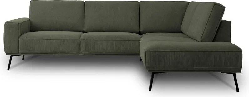 Divano angolare verde scuro (con penisola a destra/a L) con rivestimento in ciniglia Amsterdam – Scandic