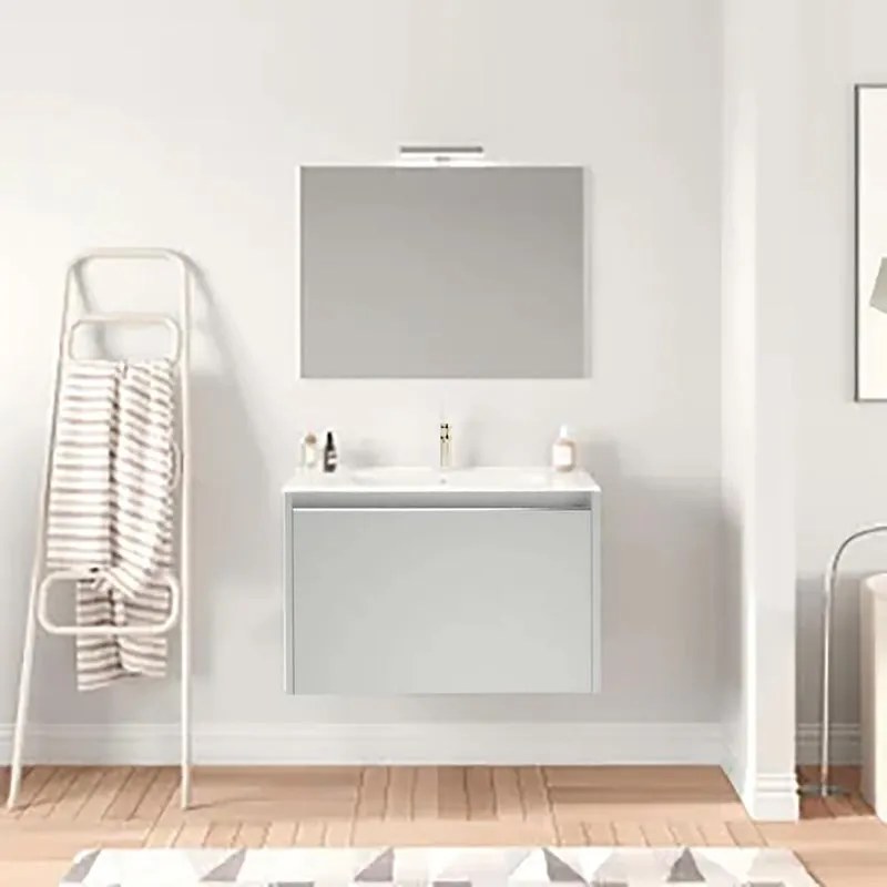 Mobile bagno con lavabo L 60 x H 40 x P 45.5 cm grigio perla, 1 anta per vasca centrale Cielo