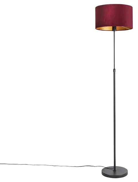 Lampada da terra nera con paralume in velluto rosso e oro 35 cm - Parte