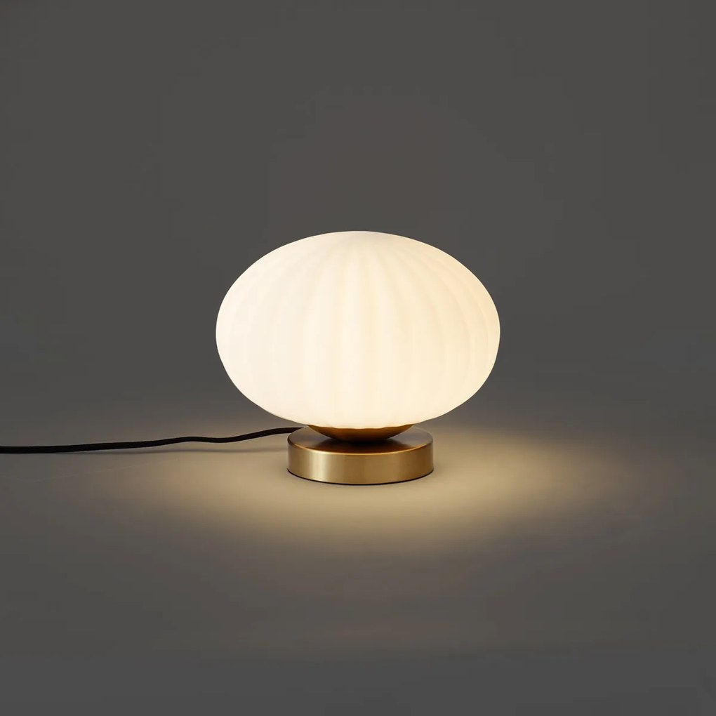 Lampada da tavolo di design in ottone con vetro opale - Mochi
