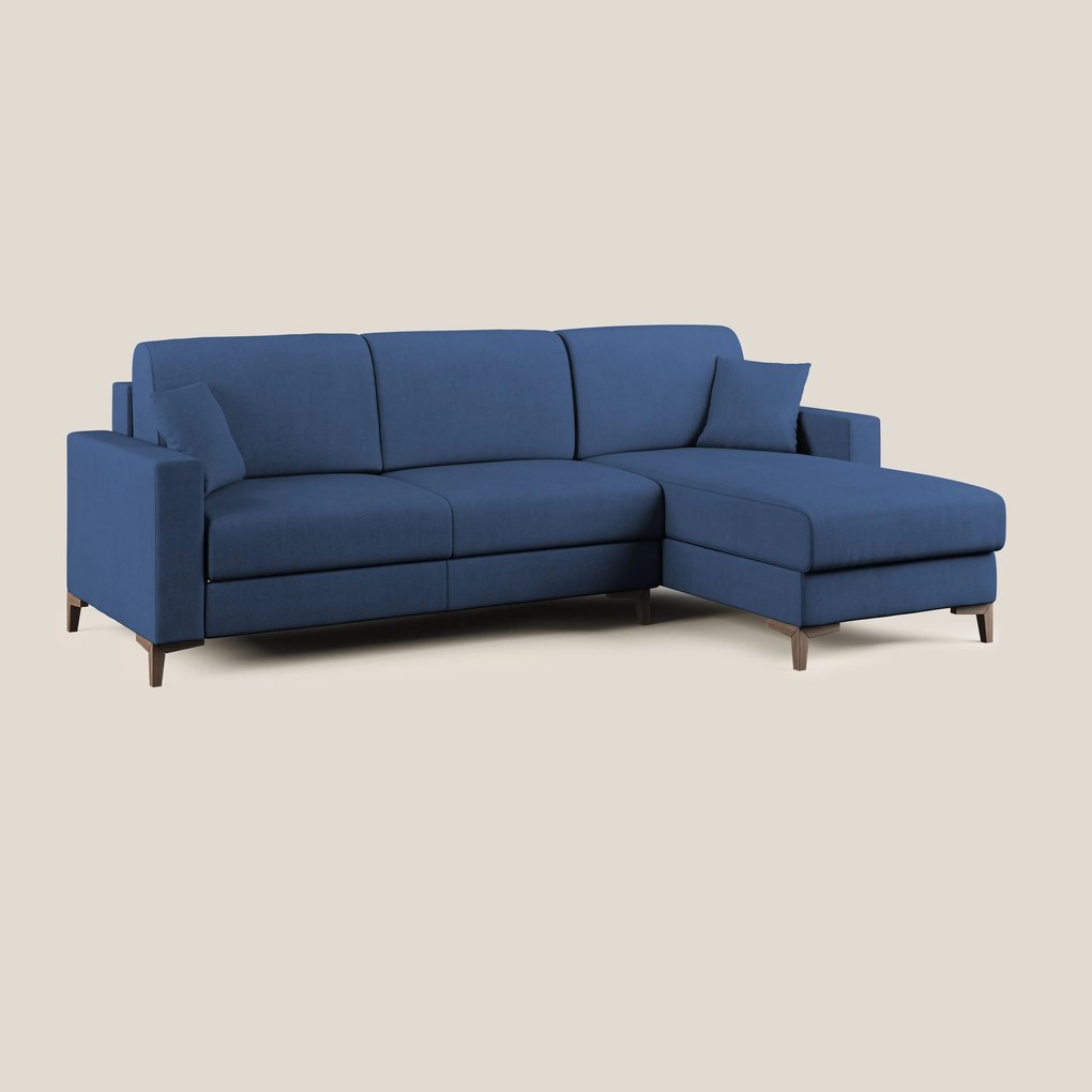 Kafka divano letto angolare in morbido tessuto impermeabile T02 blu