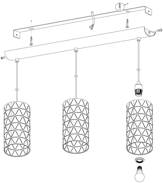 Eglo 98353 - Lampadario a sospensione con filo RAMON 3xE27/40W/230V