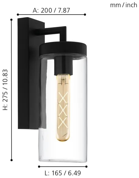 Eglo 97261 - Applique da esterno BOVOLONE 1xE27/60W/230V