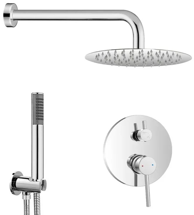 Set doccia da incasso con soffione 20 cm e kit doccia completo Nuego