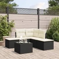 Set Divano da Giardino 6 pz con Cuscini Nero in Polyrattancod mxl 86992