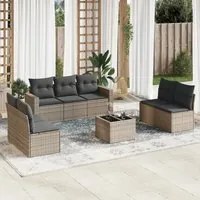 Set Divano da Giardino 8 pz con Cuscini Grigio in Polyrattan 3251177