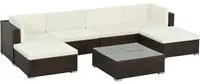 Set Divani da Giardino 7 pz con Cuscini in Polyrattan Marrone cod mxl 35370