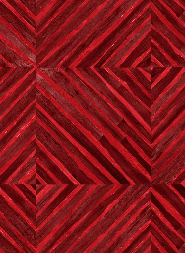 Coordonne Carta da parati Kaleido Bamboo - Scarlet
