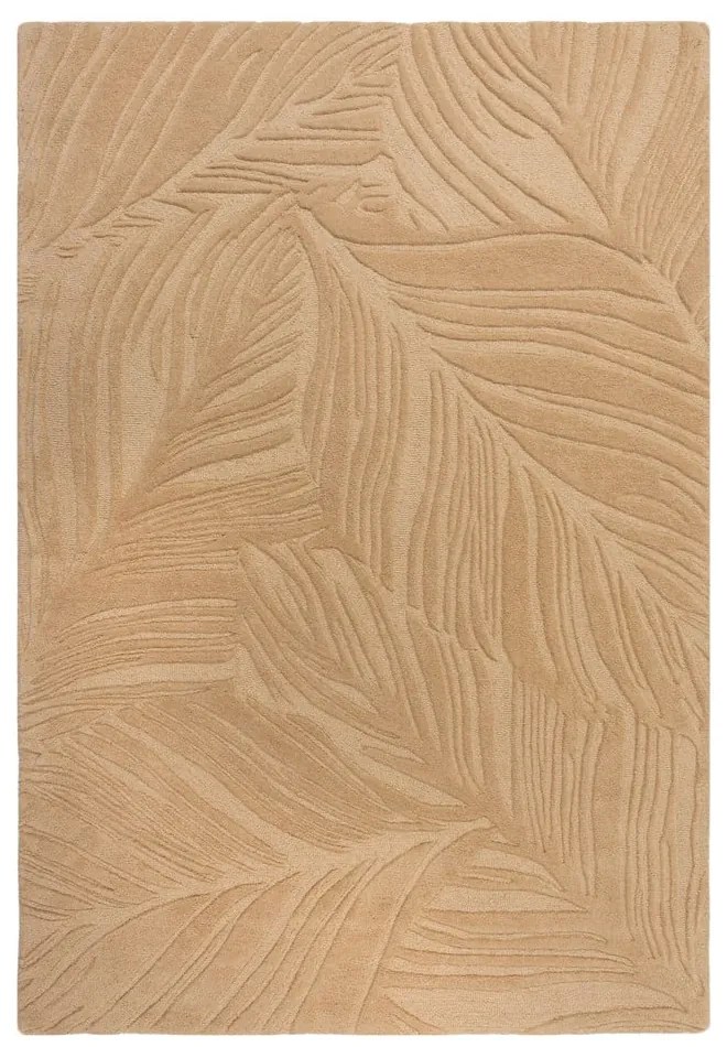 Tappeto in lana marrone chiaro 120x170 cm Lino Leaf - Flair Rugs