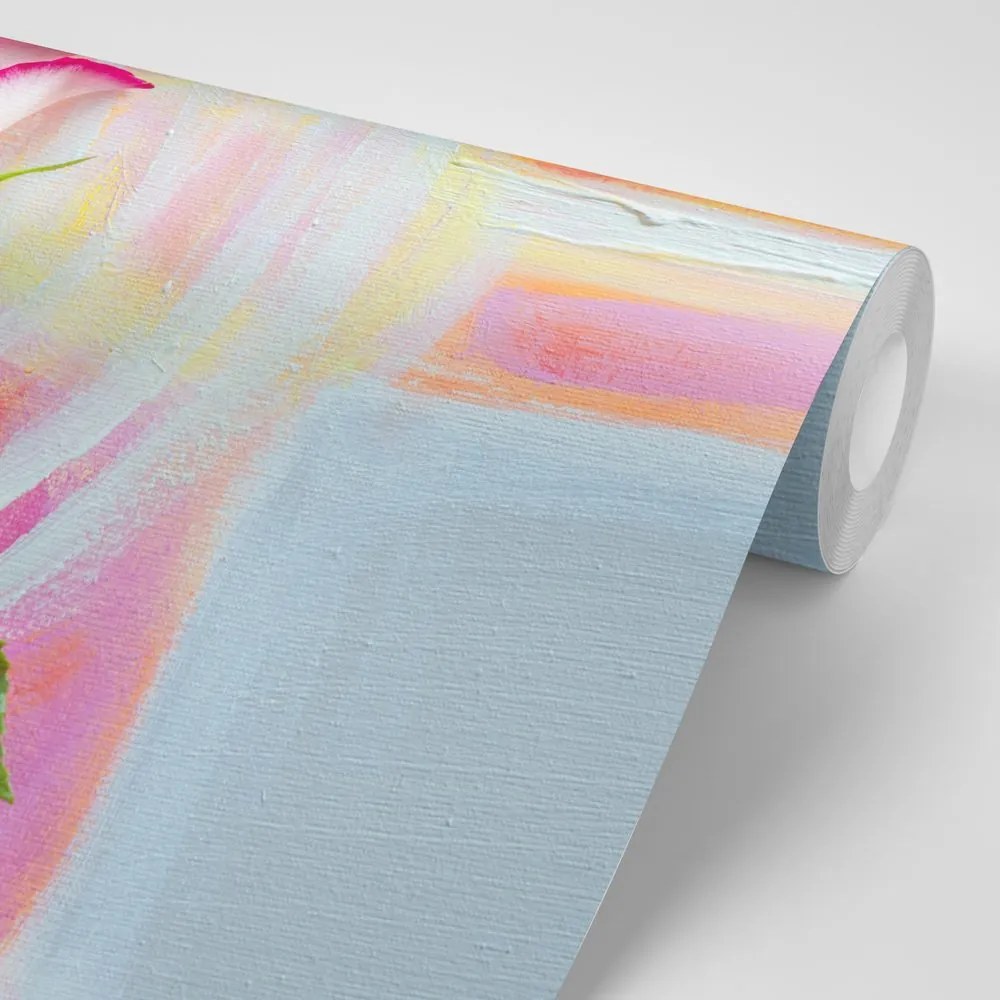 Carta da parati – Rosa su tela da pittura