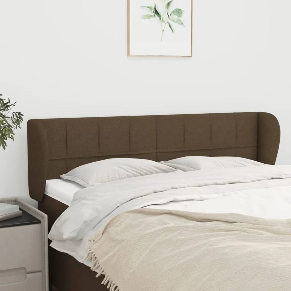 Testiera Ad Orecchio Marrone Scuro 147x23x78/88 Cm İn Tessuto /