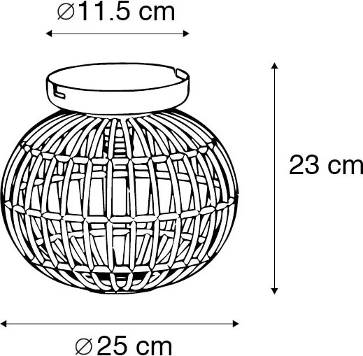 Plafoniera rustica in bambù 25 cm - Canna