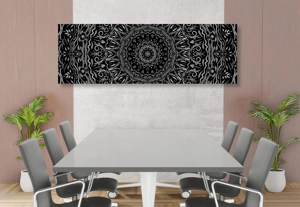 Quadro su tela – Mandala in stile vintage in bianco e nero