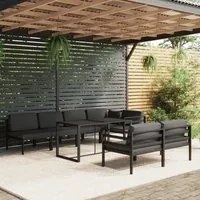 Set Divani da Giardino 8 pz con Cuscini in Alluminio Antracite 3115928