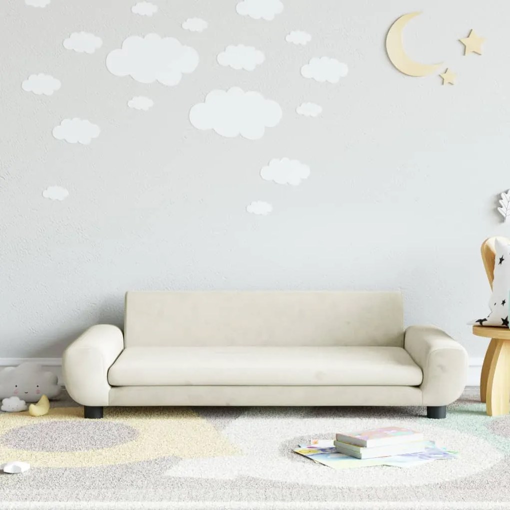 Divano Per Bambini Crema 100x54x33 Cm İn Velluto /