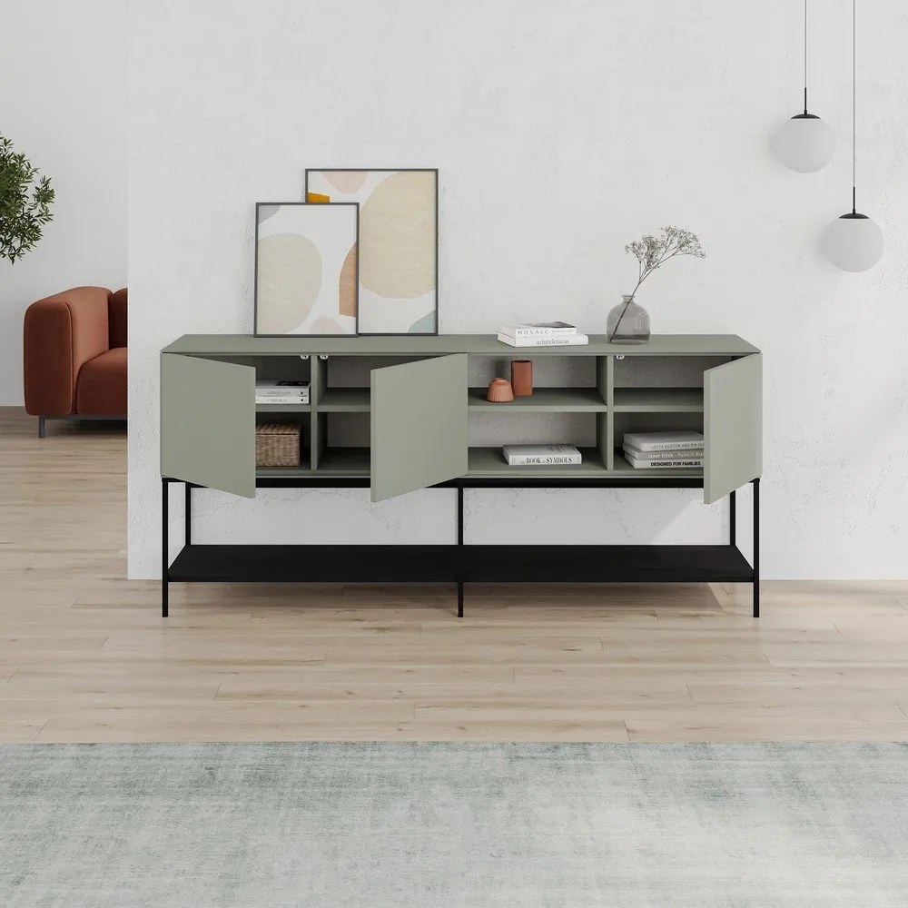 Cassettiera verde-nera 180x80x40 cm Amira - Marckeric