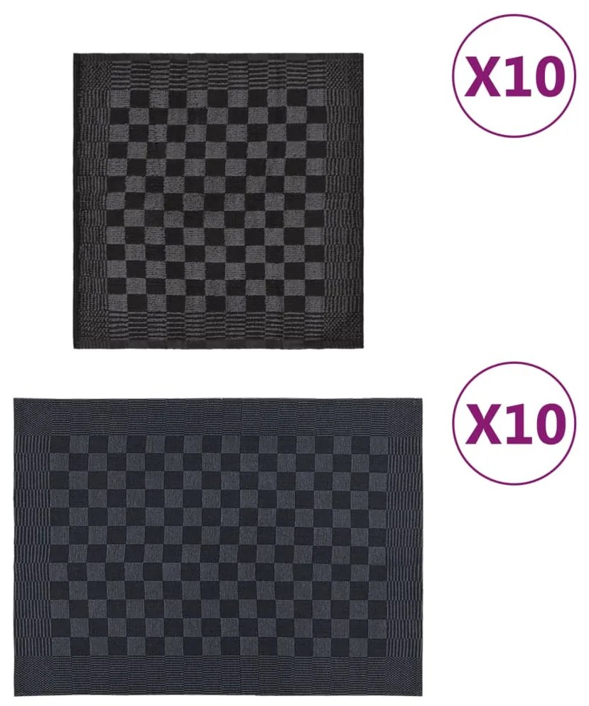 Set Strofinacci 20 Pz İn Cotone Nero E Grigio /